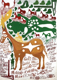Carlo Zinelli, Cavallo stellato ocra e alpino verde, 1967