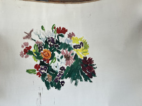 Damien Cabanes, Fleurs sur fond blanc, 2022