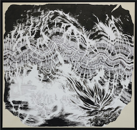 Abdelkader Benchamma, Fusain et encre sur papier marouflé sur toile , 2022
