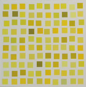 Vera Molnar, 100 carres avec 20 jaunes differents, 1977