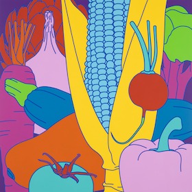 Michael Craig-Martin, Untitled (vegetables with blue lines), 2022