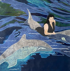 Katharien de Villiers, Kim Kardashian riding Dolphins at Aqua World, 2023