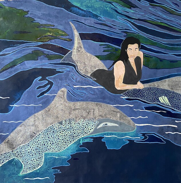 Katharien de Villiers, Kim Kardashian riding Dolphins at Aqua World, 2023